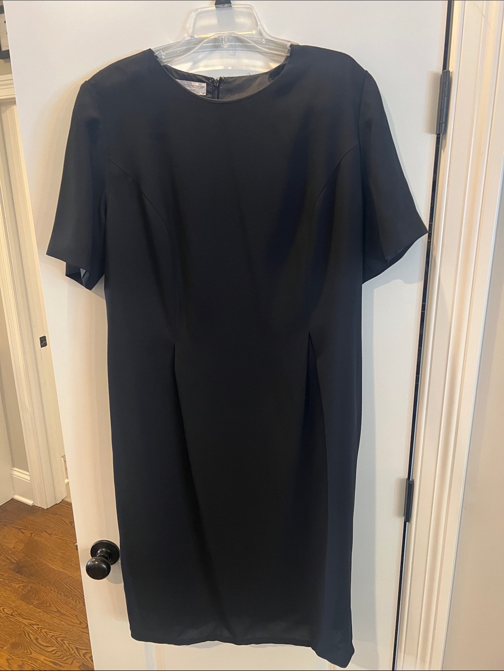 Worthington Classic Black Midi Shift Dress with Short Sleeves